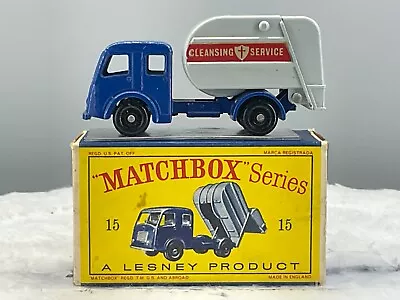 SCARCE Matchbox #15C Refuse TrucK “KNOBBY WHEELS”Mint In D2 Box All OrigN.O.S. • $233