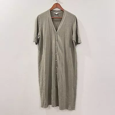 J. Jill Button Down Sweater Dress Size Large Women's Linen Blend Sage Green • $29.99