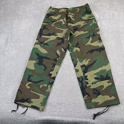 US Military Pants Mens 33x29 Woodland Camo Gore Tex Drawstring Ankle Zip • $34.95