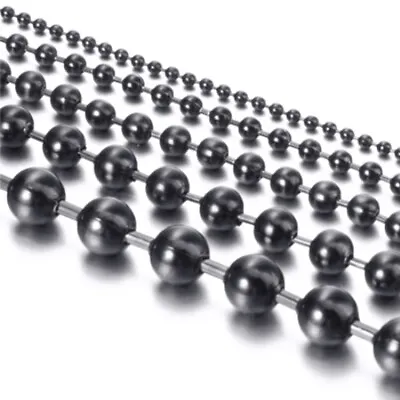 1.5-12mm Men Women Stainless Steel Round Ball Bead Chain Black Necklace Bracelet • $4.49