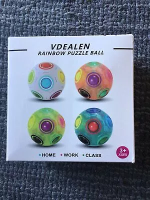 4x Magic Rainbow Ball Fidget Toy Puzzle Speed Cube Stress Relief Educational Toy • £8.13