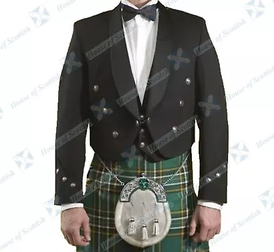 £101.99 • Buy Irish Brian Boru Kilt Jacket With Waistcoat Argyle Kilt Jacket Wedding Jacket