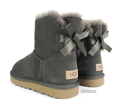 UGG Mini Bailey Bow II Slate Suede Fur Boots Womens Size 7 *NEW* • $124.95