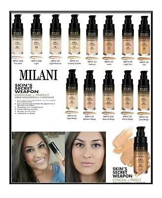 MILANI Conceal + Perfect 2 In 1 Foundation + Concealer 30ml-Full Shades • £18.99