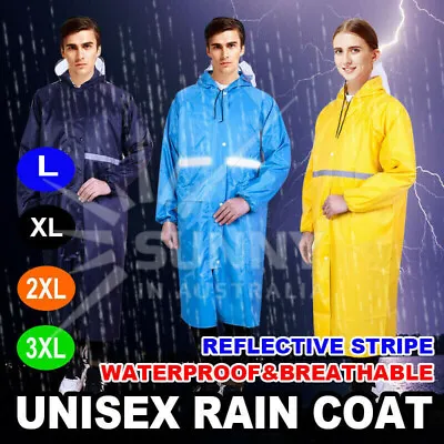 Womens Mens Waterproof Raincoat Long Trench Unisex Rain Coat Jacket Adult Hiking • $16.50