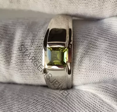 Natural Peridot Gemstone With 925 Sterling Silver Ring For Men's Handmade Ring • £54.02