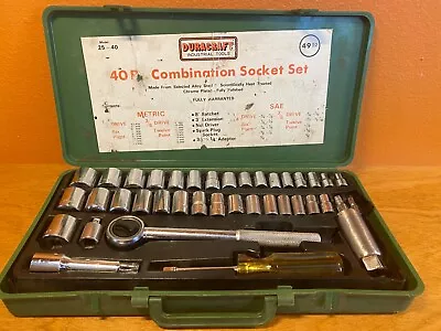 Vintage DURACRAFT 40-pc Socket Set #2540  1/4  & 3/8   6 /12 Point  MM /SAE • $12