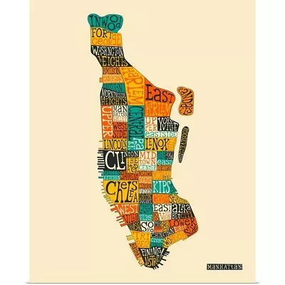 Manhattan Neighborhoods Poster Art Print Map Home Decor • $29.99