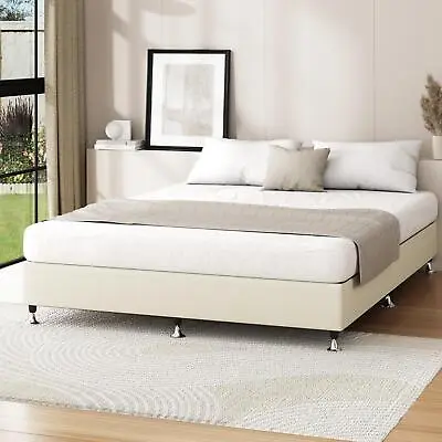 $159.90 • Buy Oikiture Bed Frame Queen Double King Single Size Bed Base Platform Beige