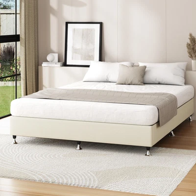 $159.90 • Buy Oikiture Bed Frame Queen Double King Single Size Bed Base Platform Beige