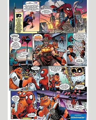 2024 Flyers Gritty & Spider-man Marvel Comic Strip Mini Poster  3/2/24 Sga • $12.99