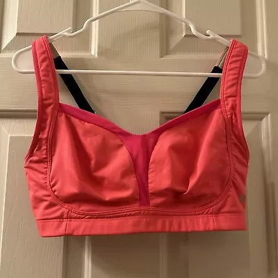 Lululemon Ta Ta Tamer II Sports Bra Size 38D Electric Coral Deep Navy • $38