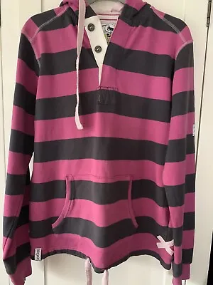LADIES 1/2 Button Up Stripped Size XS LAZY JACKS HOODIE PERFECT CONDITION ⭐️⭐️👌 • £9.65