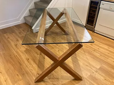 John Lewis Solid Oak Glass Top Dining Table Or Desk 4 To 6 Seater 140cm X 80cm • £200