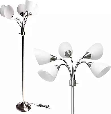 7205-22 Multi-White Shade Floor Lamp Adjustable Gooseneck Arms Silver • $60.99