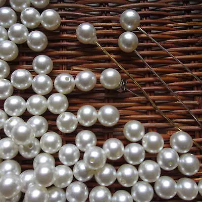 50pcs Half Drilled Hole Faux Pearl Beads 6 812mm Cream And Stud Earring Posts • £2.99