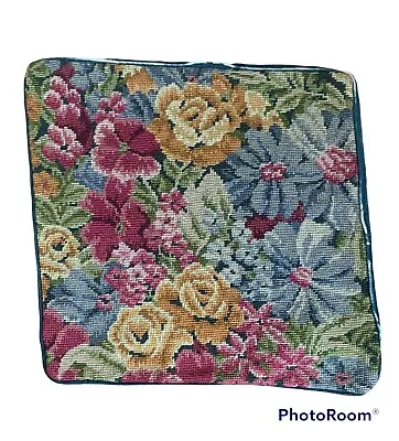 Vintage  Cushion Cover Flower Needlepoint  Hand Made Design 38x36cm-081 • £21.88