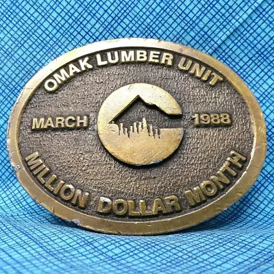 Omak Lumber Unit Award Belt Buckle Million Dollar Month Vtg 80s CD Hit   .DBD354 • $34.98