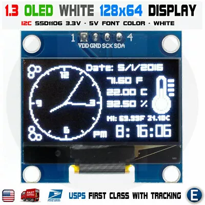 1.3  I2C IIC 128X64 LED OLED LCD  Display Module Arduino White Color SSD1106 US • $6.98