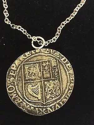 £8.95 • Buy James VI James I Shilling WC43 Pewter On A 20  Silver Plated Chain Necklace 