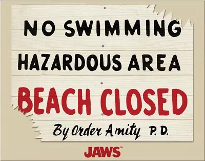 Jaws No Swimming Beach Closed Sign Movie Amity Island Licensed Wall Metal Sign • $21.99