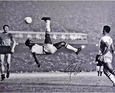 Pele Brazil Signed B/W 16x20 Bicycle Kick Photo-Mounted Memories COA • $399.99