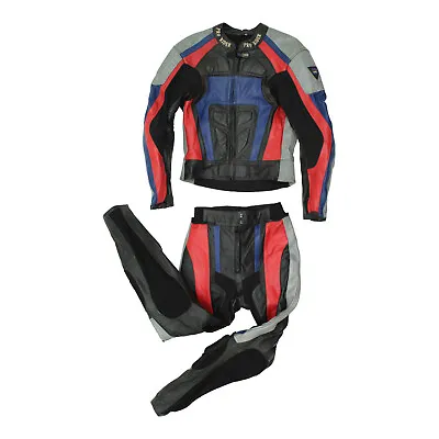 Pro Rider Mens 2 Piece Leather Motorcycle Suit | Vintage Protective Biker VTG • $149.41