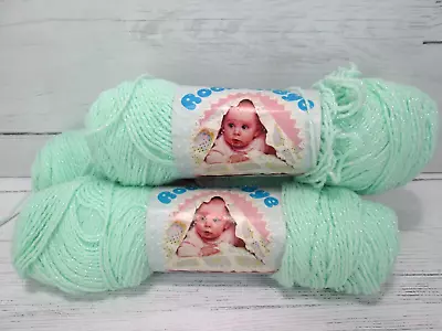 Vintage Caron Rock A Bye Baby Yarn Pastel Green Acrylic Rayon Lot 3 Skein USA • $11.94