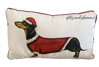 Isaac Mizrahi Christmas DACHSHUND Doxie Feather Dog Large Rectangular Pillow NWT • $40