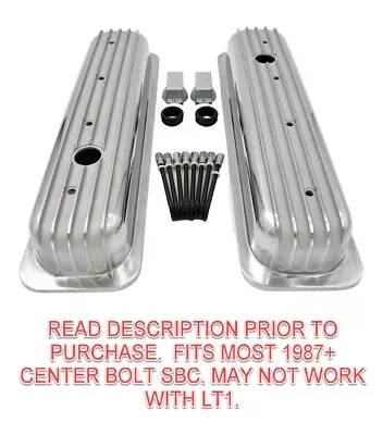 Short Finned Aluminum Valve Covers For Small Block Chevy 350 Vortec TBI • $94.99