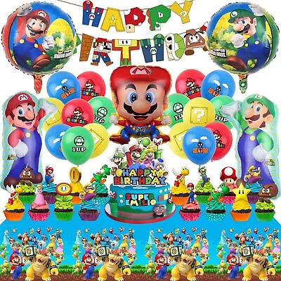 Super Mario Party Supplies For Kids Birthday Mario Bros Birthday Party Suppli • $21.25