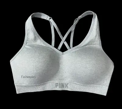 Victorias Secret PINK ACTIVE Seamless Lightly Lined Gym Sports Bra XXLarge Gray • $21.74