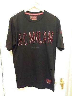 DIESEL X AC MILAN Black Stretch T Shirt Size Medium   P2p=20  • £35