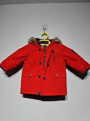Next Baby Boy Hooded Red Jacket Coat Age 9-12 Months • £6.99