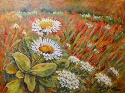 $200 • Buy MEE JUNG - Original Oil Flower Garden Painting By American Artist MEE JUNG