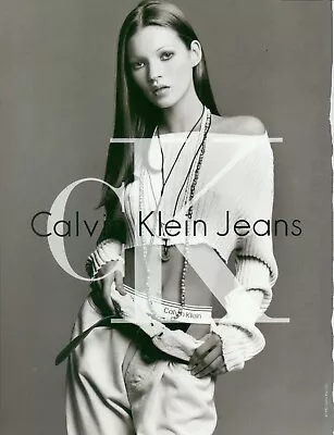 CALVIN KLEIN CK Jeans Magazine Print Ad Young Kate Moss Fashion Underwear 1993 • £14.59