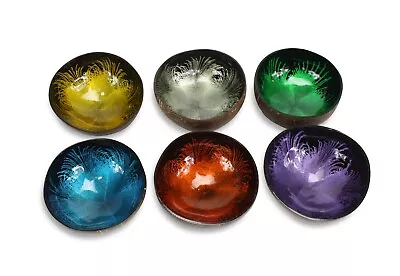 Thai Coconut Shell Bowl - Splash Design - Different Colours Available Handmade • £6.99