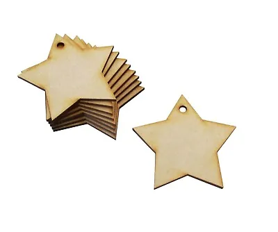 £4.99 • Buy Wooden Star Craft Shapes 10 X 85mm Wooden Star Craft Shapes With Hanging Hole