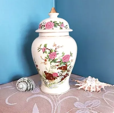 Vintage Sadler England Iridescent Lustre Ginger Jar With Lid Birds Flowers Vase • £15