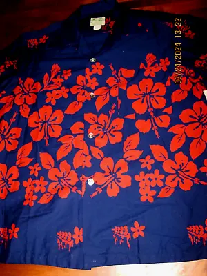 NOS NWT Vintage  UI-Maikai Cotton Hawaiian Shirt Size XL UNWORN BLUE • $69.50