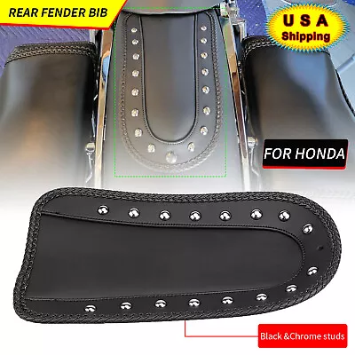 Black PU Leather Rear Fender Bib Studs Solo Seat For Honda VTX1800R/C VTX1300R/S • $24.98