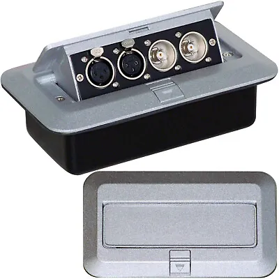 PRO Pop Up Wall Floor Plate & Back Box 2x BNC & Twin XLR Sockets CCTV & Audio • £41.99