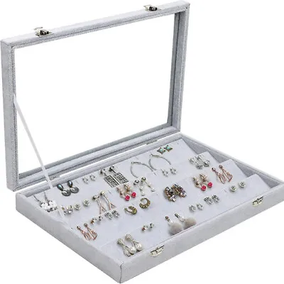 Jewellery Organiser Tray 40 Slot Earring Holder Display Case  Storage Box NEW UK • £15.97