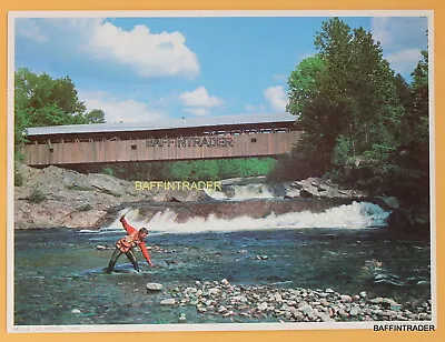 Vintage Fishing Calendar Salesman Sample Litho Print 8  X 6  Below The Rapids • $4.33