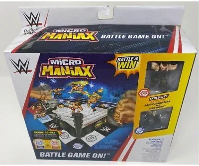 £15 • Buy WWE Micro Maniax Battle Game On Ring And 6 Figures Playset