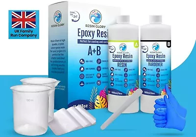 £27.99 • Buy Epoxy Resin Starter Kit 1L/1kg 1:1 Crystal Clear For Craft Casting Art Coating