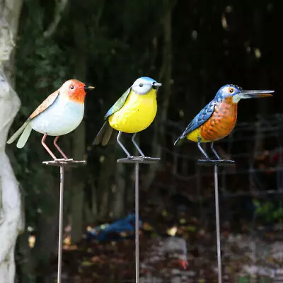£9.99 • Buy Garden Stake Bird Ornament Outdoor Lawn Patio Metal Quirky Sculpture Large/Small