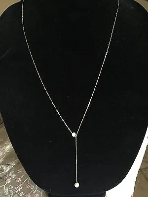 $20 • Buy Nadri Faux Pearl Long Y-Necklace Crystal/CZ Silver-Tone Lariat