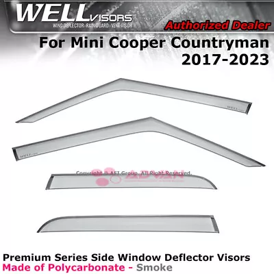 WellVisors Deflectors For 17-24 Mini Cooper Countryman Smoke Tint Premium Series • $74.99