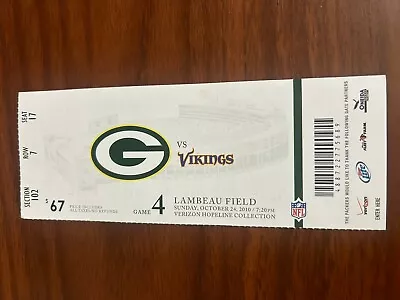 PACKERS FULL 2010 TICKET STUB Vs VIKINGS/SUPER BOWL XLV SEASON WIN/RODGERS~FAVRE • $19.99